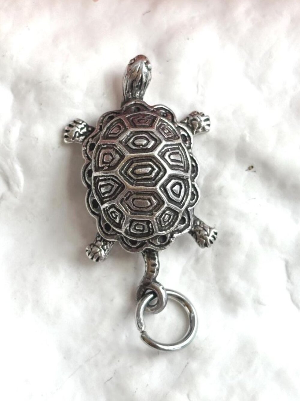 Turtle Figural Vintage Sterling Silver Tiny 925 Textured Pendant | Charm